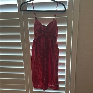 Red Polka Dot Mini Dress—Silk